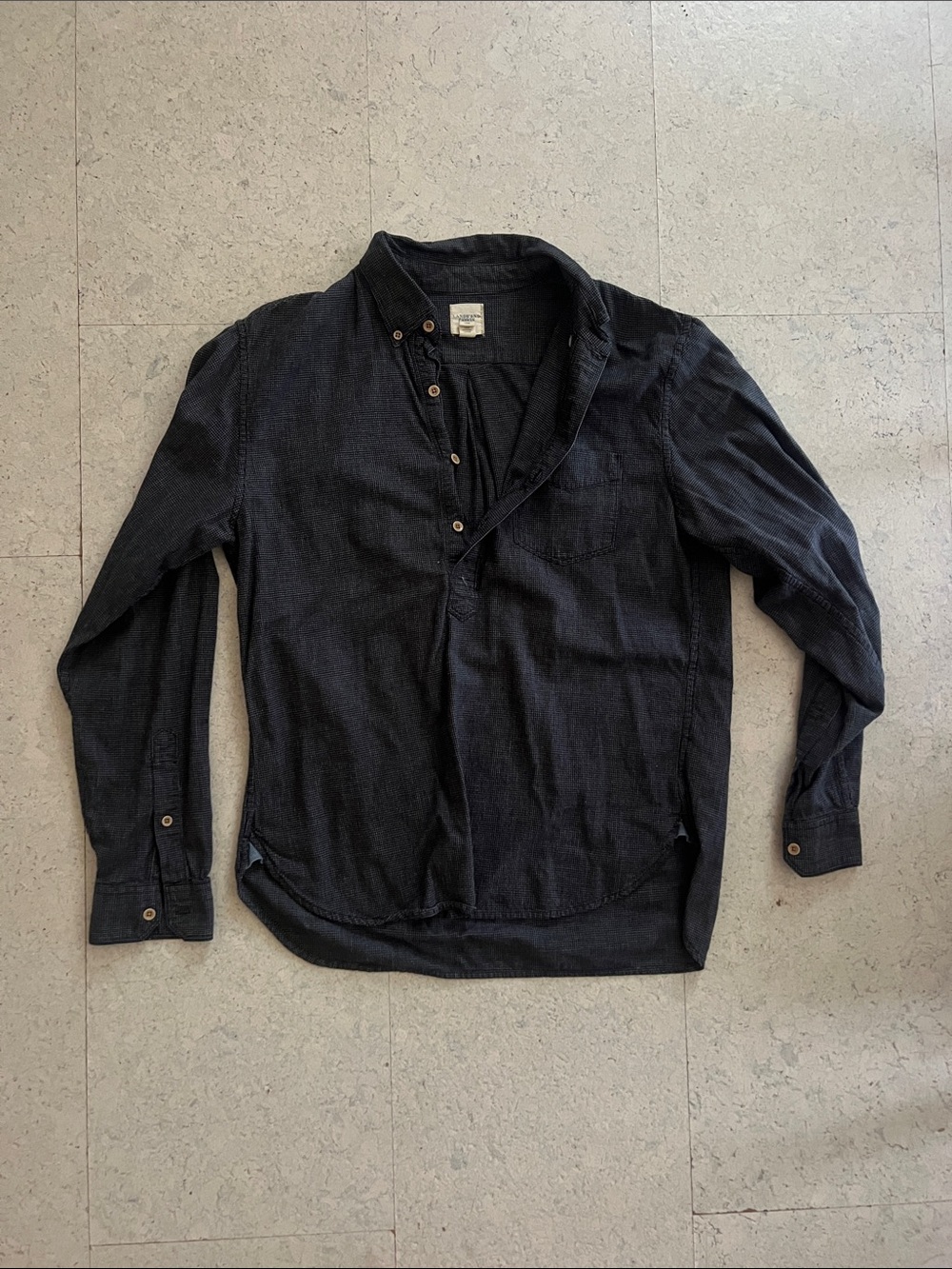 Lands' End Men's Dark Navy Button-Down Pullover Shirt